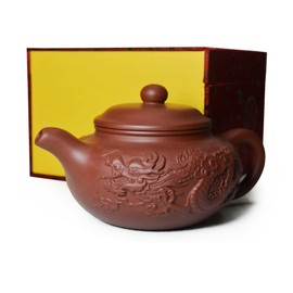 Yxhupot Teapot 8.6oz Chinese Dragon Yixing Clay Zisha Classics Pot Genuine Black Infusers Tea (Red dragon)