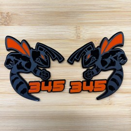 UsaStandard 345 Hornet Badges Emblem BEE 2 Orange Eye/Wings BADGES Fender Angry  Aggressive
