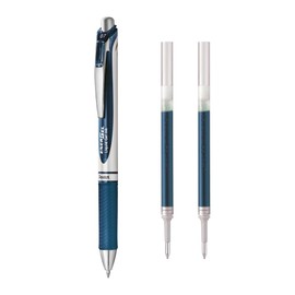 Pentel Energel Retractable Liquid Gel Pen 0.7mm Navy Ink + 2 Navy Ink Refills (YBL77-CA2R)