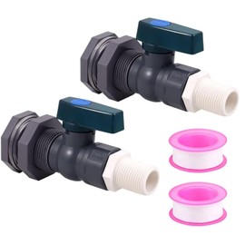 2 Pack PVC Rain Barrel Spigot Kit -3/4" Rain Barrel PVC Garden with Bulkhead Fitting Garden Hose Faucet Adapter and Thread Seal Tape for Water Tanks, Aquariums, Tubs, Pool, Garden Barrel