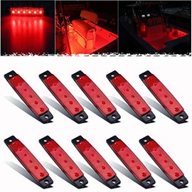 PSEQT 6 LED Boat Interior Navigation Courtesy Utility Strip Light Marine Deck Transom Step Cockpit Lighting Waterproof for Fishing Pontoon Kayak Yacht Sailboat (Red 10pcs)