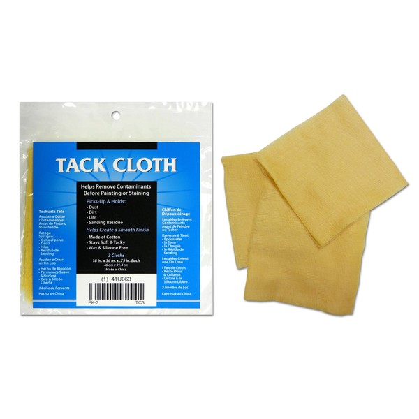 DeRoyal Tack Cloth/Woodworking Dust Remover/Use on Wood, Metal, Fiberglass and More - Set of 3, Tan