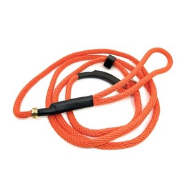 6 ft Slip Lead Dog Leash-Handmade in USA by a Woman-Owned Business-Durable Soft Poly Rope with Push Button Stopper for Small to Medium Dogs. (Orange)