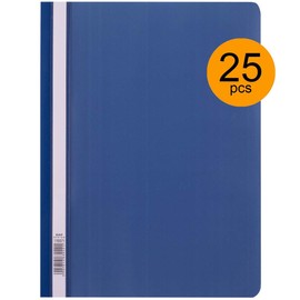 D.RECT Pack of 25 A4 plastic file folders with transparent front cover, plastic file folder made of polypropylene film, dark blue