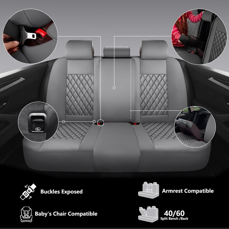 NS YOLO Full Coverage Leather Car Seat Covers Full Set,Waterproof