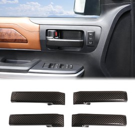 Aunginsy 4PCS Inner Door Handle Protector Cover Compatible with Toyota Tundra 2007-2021 & Sequoia 2008-2020, Car Interior Front Rear Door Grab Handle Panel Trim Sticker Decoration ABS Accessories
