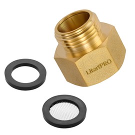 LF Brass 3/4" GHT Male to 1"NPT Female Garden Hose Adapter,Heavy Duty Male to Female Hose Connector,3/4 to 1 Inch Water Hose Fitting for Irrigation,Outdoor Faucet, and Pump