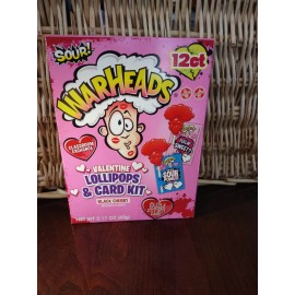 Unbranded Warheads Valentine's Lollipops & Card Kit Black Cherry