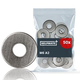 HELPMATE M6 DIN 9021 Washers - A2 Stainless Steel - Pack of 50 - Exterior and Interior Washers