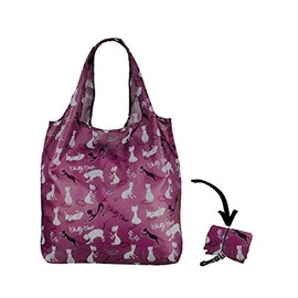 Re-Uz Lifestyle Shopper Foldable Reusable Shopping Grocery Bag - Catty Cat Grape
