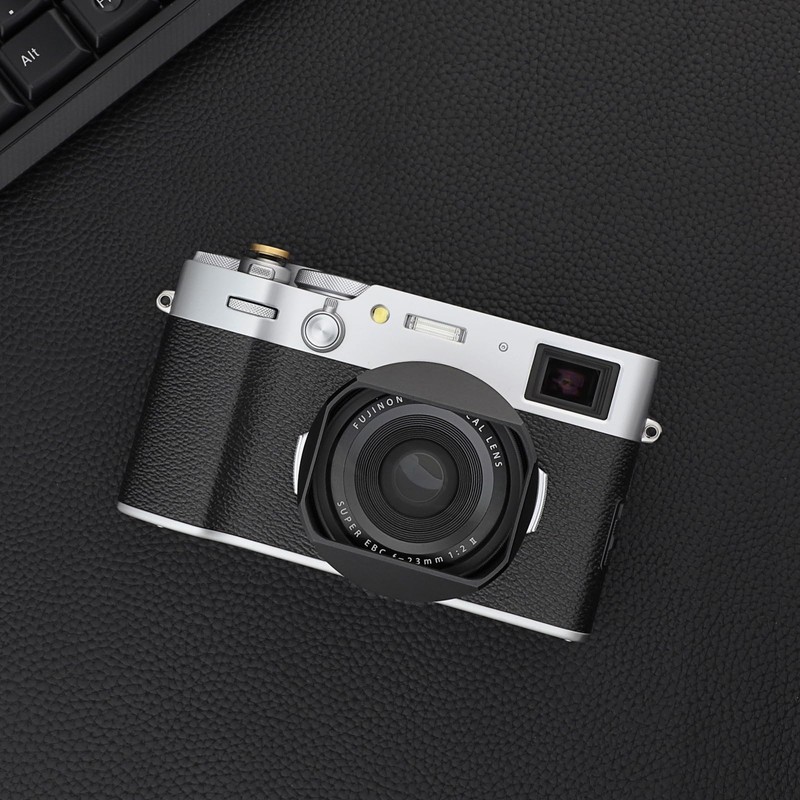 Square Metal Lens Hood for Fuji X100VI Camera Accessories Black