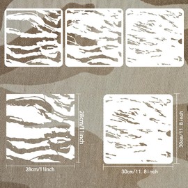 FINGERINSPIRE 3 Pcs Layered Tiger Stripe Camouflage Stencil 11.8x11.8 inch Animal Print Stencils for Painting Plastic Tiger Stripe Patterns Stencil Reusable DIY Art Craft Stencils for Home Wall Decor