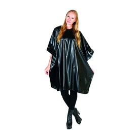 Betty Dain Jumbo Shampoo Cape, 45" W x 54" L, Waterproof and Stain-resistant Vinyl, Soft Nylon Neckband, Touch-and-close Fastener, Machine Washable, Black