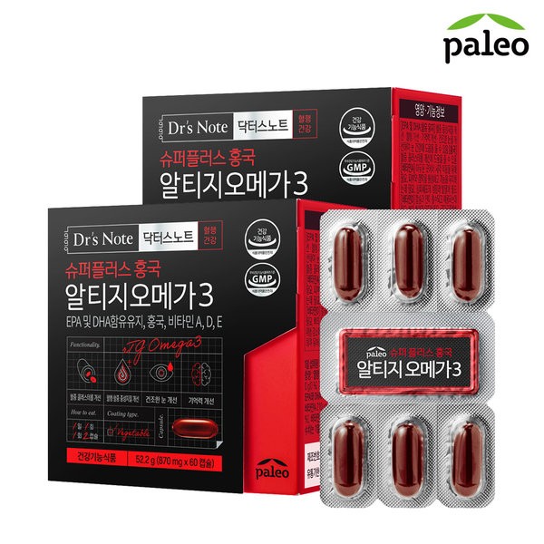 Paleo Doctor&#39;s Note Red Yeast AltiGomega 3 (870mg / 팔레오 닥터스노트 홍국 알티지오메가3 (870mg X 60캡슐) 2박스, 팔레오 닥터스노트 알티지오메가3 2박스