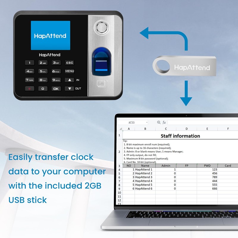 Attendance Machine - Biometric Fingerprint Clock in Clock Out Machine,