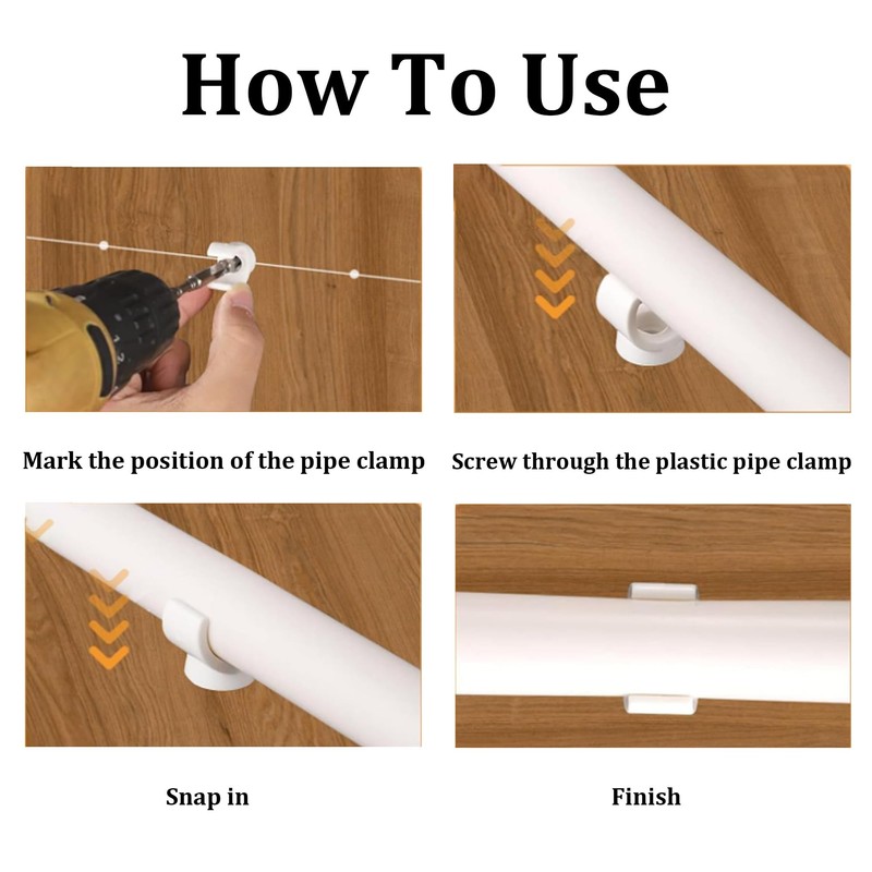 PDETVEO 50Pcs 1 Inch PEX Pipe Clamp Clips, White Plastic