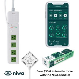 Niwa Grow Hub+ Bundle with CO2 Controller Carbon Dioxide Controller CO2 Meter Monitor Day and Night Relay Function, NDIR CO2 Sensor for Grow Rooms, Includes Temperature, Humidity, VPD, lamp comtroller