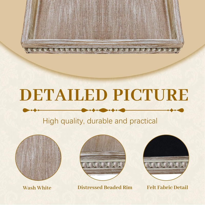 MAONAME Wood Serving Tray, Farmhouse Wooden Tray for Coffee Table,