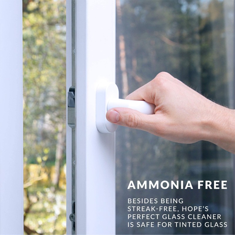 HOPE'S Perfect Glass Cleaner Spray, Streak-Free, Ammonia-Free Window, Mirror, Screen,