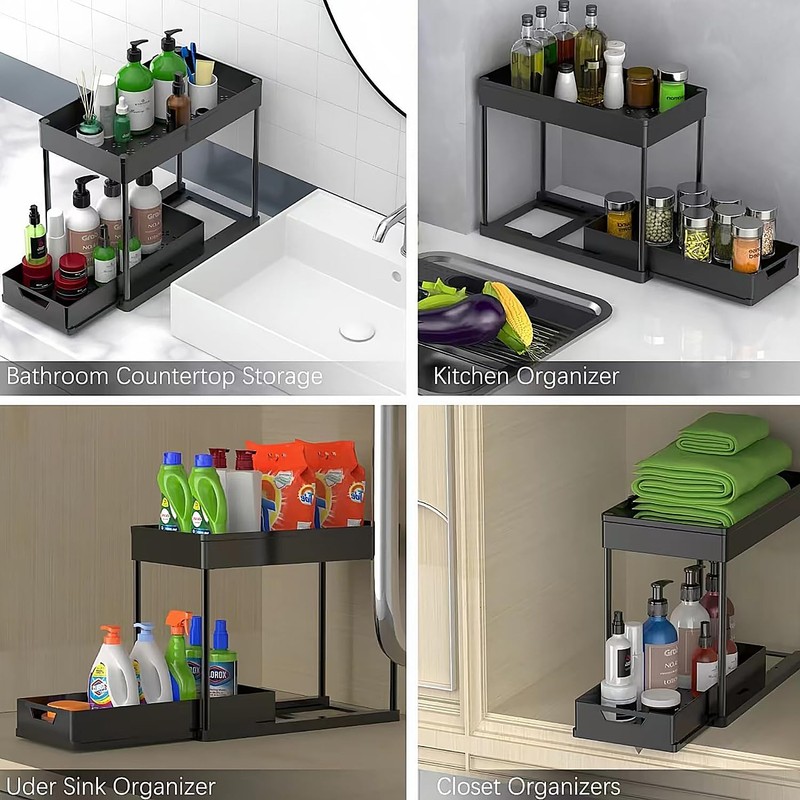 VNIMTI Under Sink Organizers and Storage, 2 Pack Pull Out