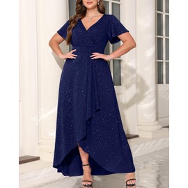 Plus Size Mother of The Bride Formal Dress for Women Navy Blue Wedding Guest Evening Gowns Gala Prom Glitter Long Dress
