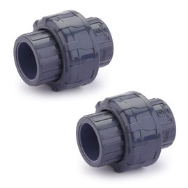 Hydroseal PVC Pipe Fitting, 0.75" Union Jetstream, Pack of 2 Pieces, Schedule 80, Grey, EPDM O-Ring, Socket x Socket, F1970, SCH80 (3/4")