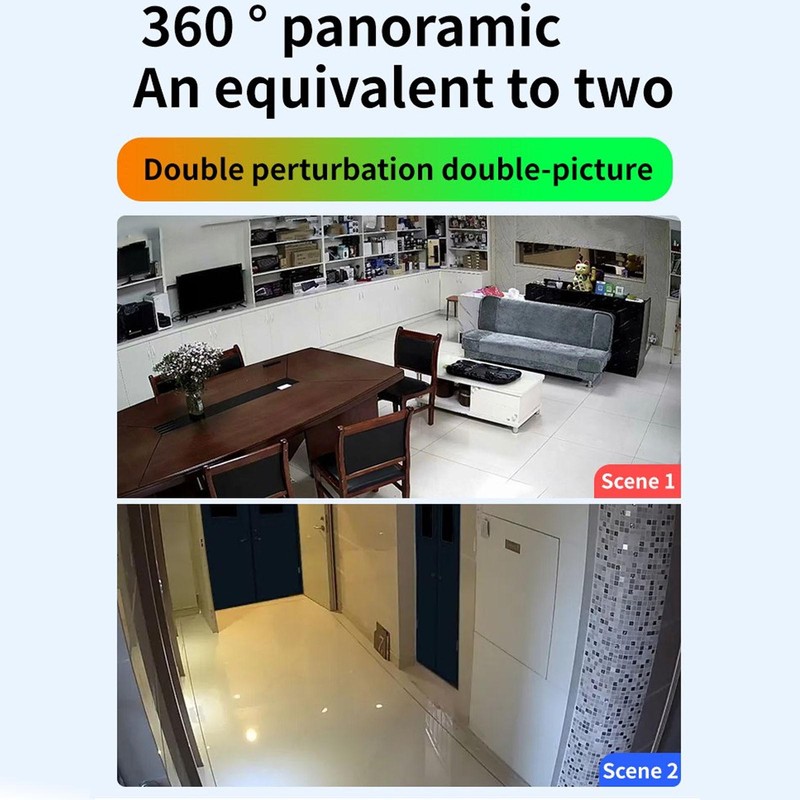 Dual Lens Security Camera WiFi 360 Degree Panoramic Al Human