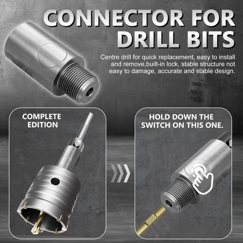 34PCS Concrete Hole Saw Kit, 30-110mm Masonry Drill Bits with