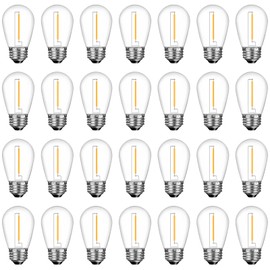 GvvooHome S14 Bulbs for Outdoor String Lights, 28 Pack Shatterproof LED Replacement Bulbs for Patio String Lights Outdoor Waterproof, E26 Base, Warm White 2200K, Dimmable