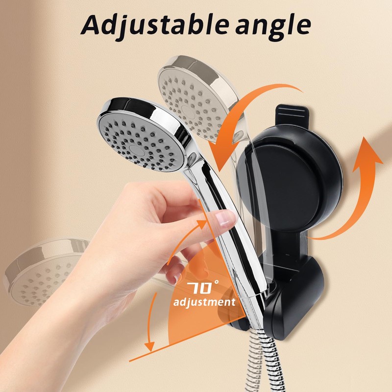 Roellgs Shower Head Holder, Strong Suction Cup Shower Bracket,Height Adjustable