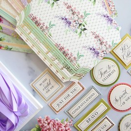 Anna Griffin Simply Congratulations Card Making Kit - Complete Crafting Set for 12 Distinctive Greeting Cards, Includes Embellishments, Ribbons & a Frosted Box
