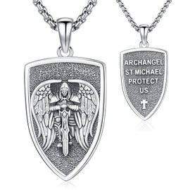 Archangel Michael/St. Benedict/Saint Christopher/Jesus/Cross Pendant Amulet Necklace 925 Sterling Silver Christianity Amulet Jewellery Men Women Gifts, Sterling Silver