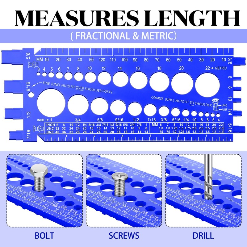 Hoteam 2 Pieces Nut Bolt Thread Gauge Checker Plastic Bolt