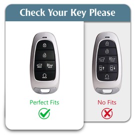 WORCAS for Hyundai 5 Buttons Key Fob Cover Soft TPU Protection Car Key Case Shell,Compatible with Hyundai 2020-2023 Sonata Santa fe Tucson(Gray)