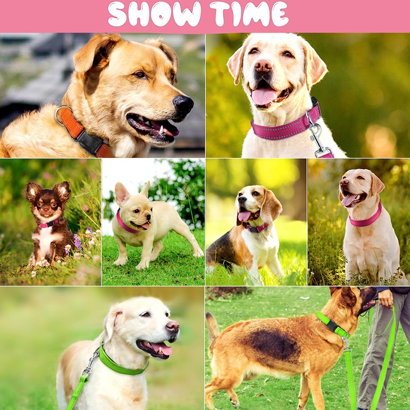 Petbuy Reflective Nylon Dog Collars 2pcs,with Quick Release Buckle,Adjustable Safety