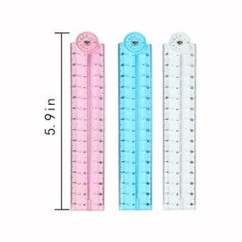 3 piezas regla plegable regla transparente regla suave para escuela maestro oficina suministros de aprendizaje (azul rojo transparente)