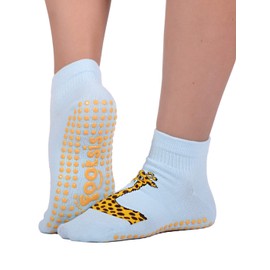 FOOTSIS Non Slip Grip Socks for Yoga, Pilates, Barre, Home, Hospital ,Mommy and Me classes Giraffe (M)