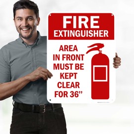 Fire Extinguisher Area In Front Must Be Kept Clear For 36 Inches Sign, 18x24 Inches, 55 mil thick HDPS (high density polystyrene), Made in USA by My Sign Center
