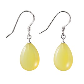 Franki Baker Sterling Silver Pear Drop AA Quality Natural Yellow Opal Gemstone Earrings Length: 3cm