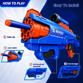 KOKEBUKA Foam Dart Blaster Toy Gun for Boys 8-12 - Pump Action Sniper Rifle with Rotating Barrel & Tactical Scope - Includes 16 Universal Soft Darts - High Capacity Outdoor Battle Gift for Kids