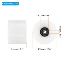 PATIKIL 70mm 78A Longboard Wheels with Black ABEC-9 Bearings, 4 Pack Soft Cruiser Wheels Street Wheels for Skateboards Skateboard Wheel PU, White