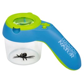 moses. Expedition Natur Becherlupe mit Licht, Robustes Lupenglas mit 8-facher Vergrößerung und praktischem Haltegriff, beleuchtete Beobachtungsbox mit 9 LEDs und 3 Leuchtmodi