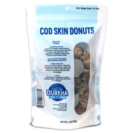 Durkha Cod Skin Donuts – All-Natural Dog Treats, High in Omega-3, Gentle on Stomachs, Infused with Himalayan Yak Cheese - Large -1 Pack