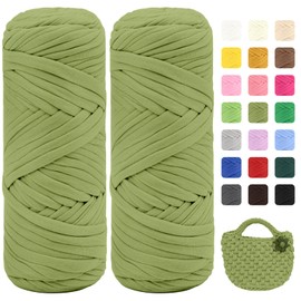 Maxee T-Shirt Yarn - Pack of 2 (200 g / 75 m each), Soft Ribbon Yarn for Crochet & Knitting - Intensive and Easy to Clean, Ideal for Crochet Bags/Baskets/Carpets DIY Projects, Crafts and Decoration