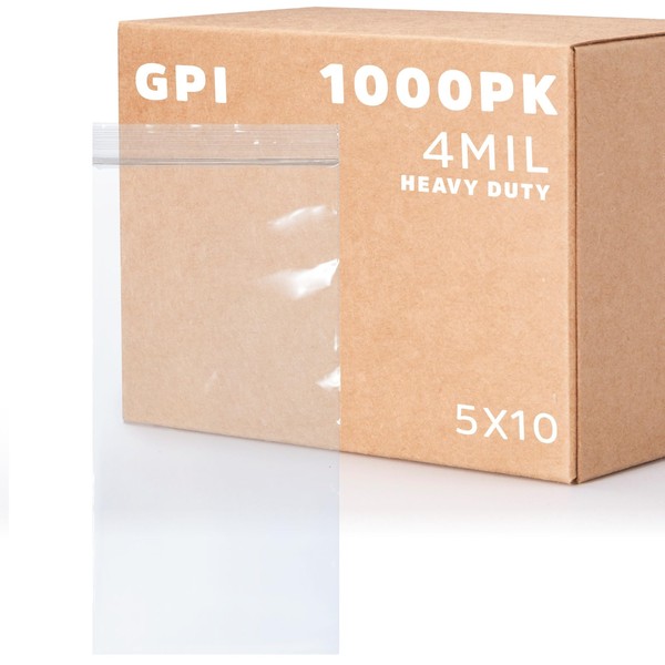 GPI - 1000 Count 5" X 10" Zip Bags, Heavy-Duty