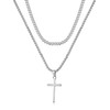 Layered Cross Necklace for Men Stainless Steel Plain Cross Pendant