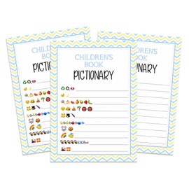 Inkdotpot Pack of 50, Boy Baby Shower Party Collection, Children Books Pictionary Baby Shower Party Games, Activities, Decorations, Little Man Party Supplies