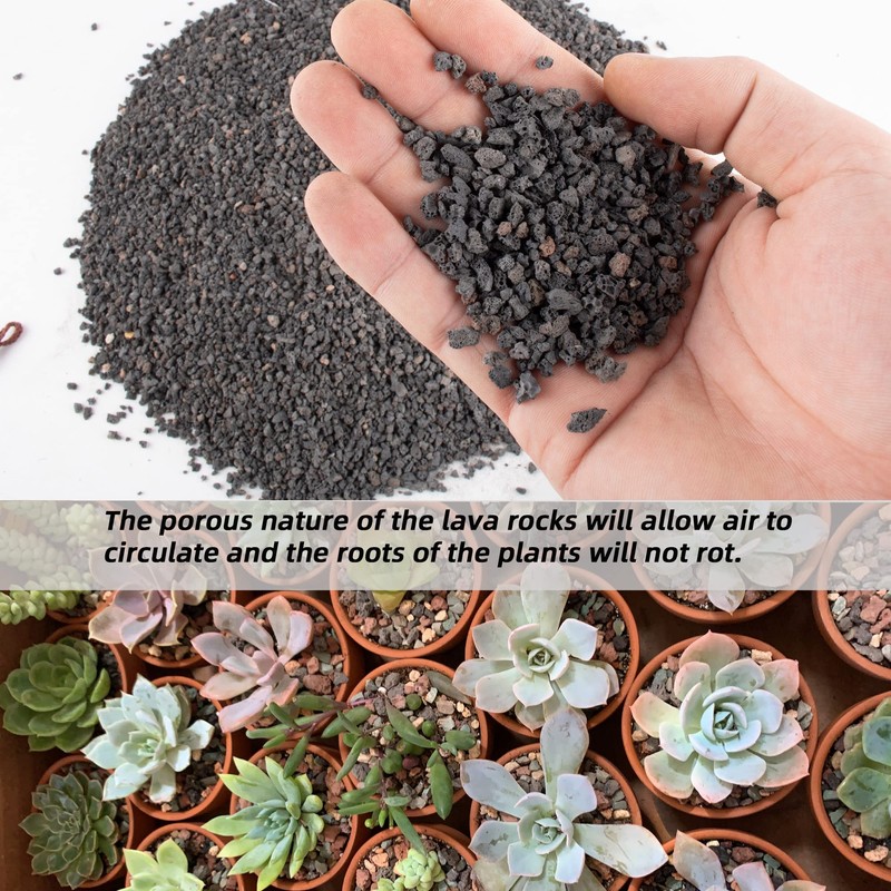 7lb Black Lava Rock for Plant, 1/8-1/4 inch Horticultural Volcanic