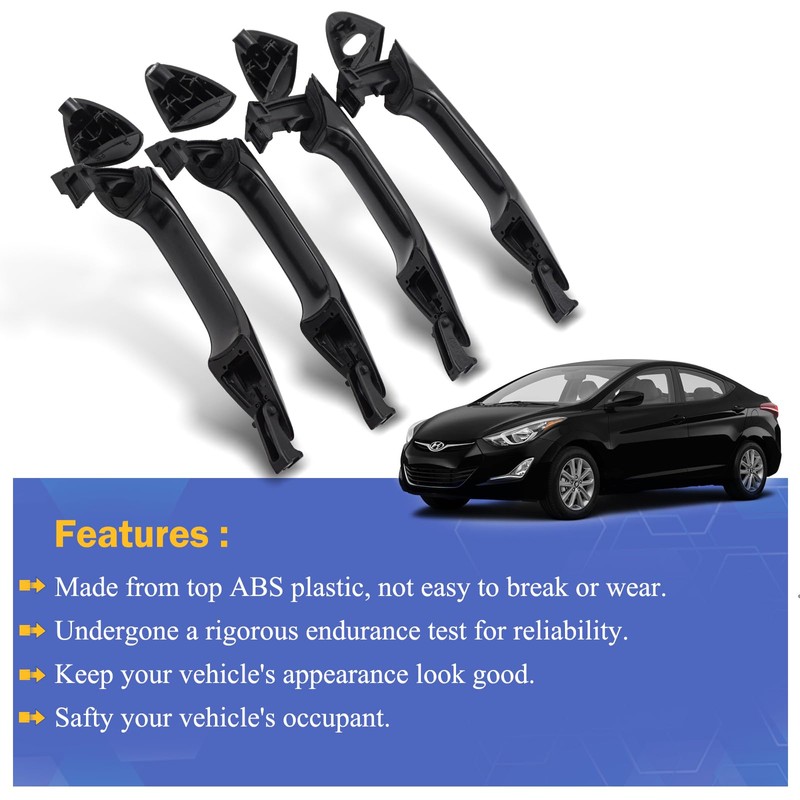 X4XZ 4PCS for 2011-2016 Hyundai Elantra Outside Exterior Door Handle