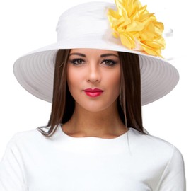 Women Church Tea Party Hat Kentucky Derby Wedding Cloche Bowler Dress Hats with Feathers